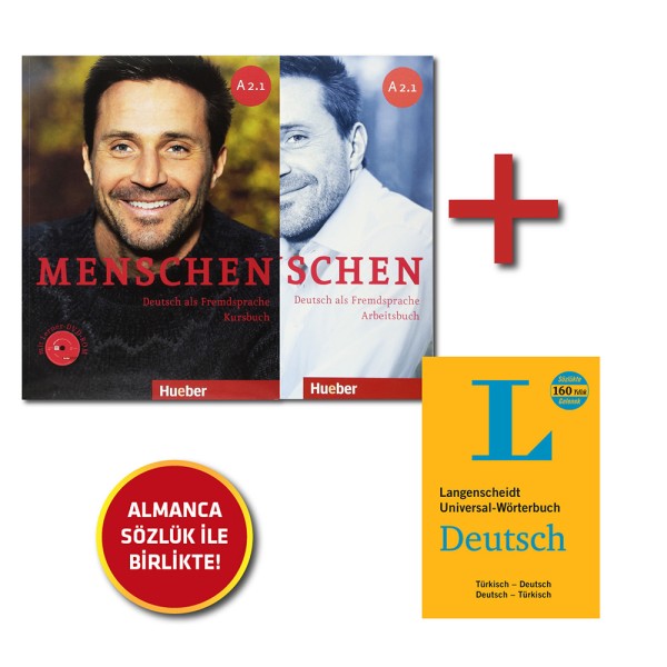 Menschen A2.1 Kursbuch ve Arbeitsbuch + Langenscheidt Almanca Sözlük