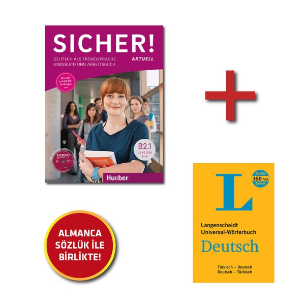 Sicher Aktuell B2.1 Kursbuch ve Arbeitsbuch Tek Kitap + Langenscheidt Almanca Sözlük