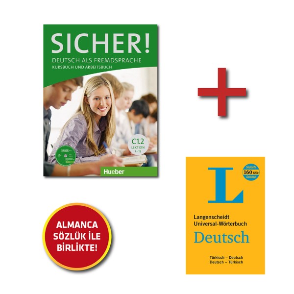 Sicher C1.2 Kursbuch ve Arbeitsbuch Tek Kitap + Langenscheidt Almanca Sözlük